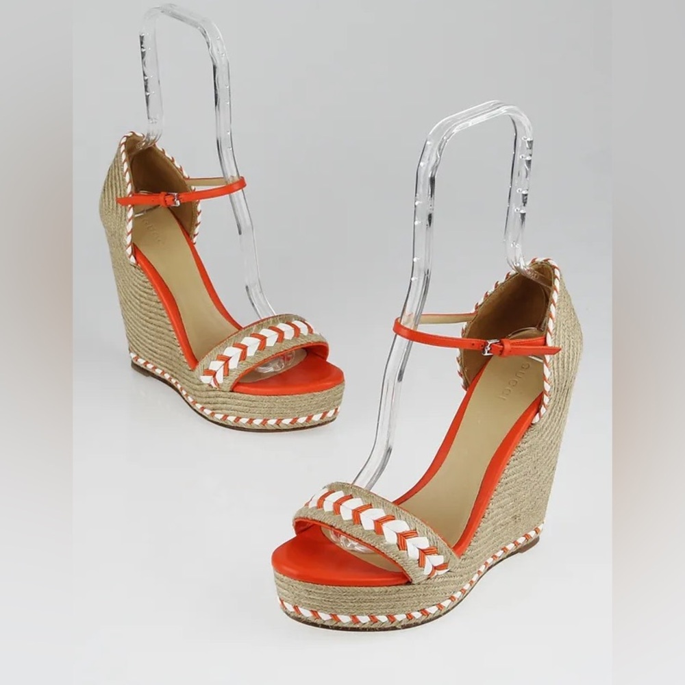 Gucci orange espadrille heels size 36